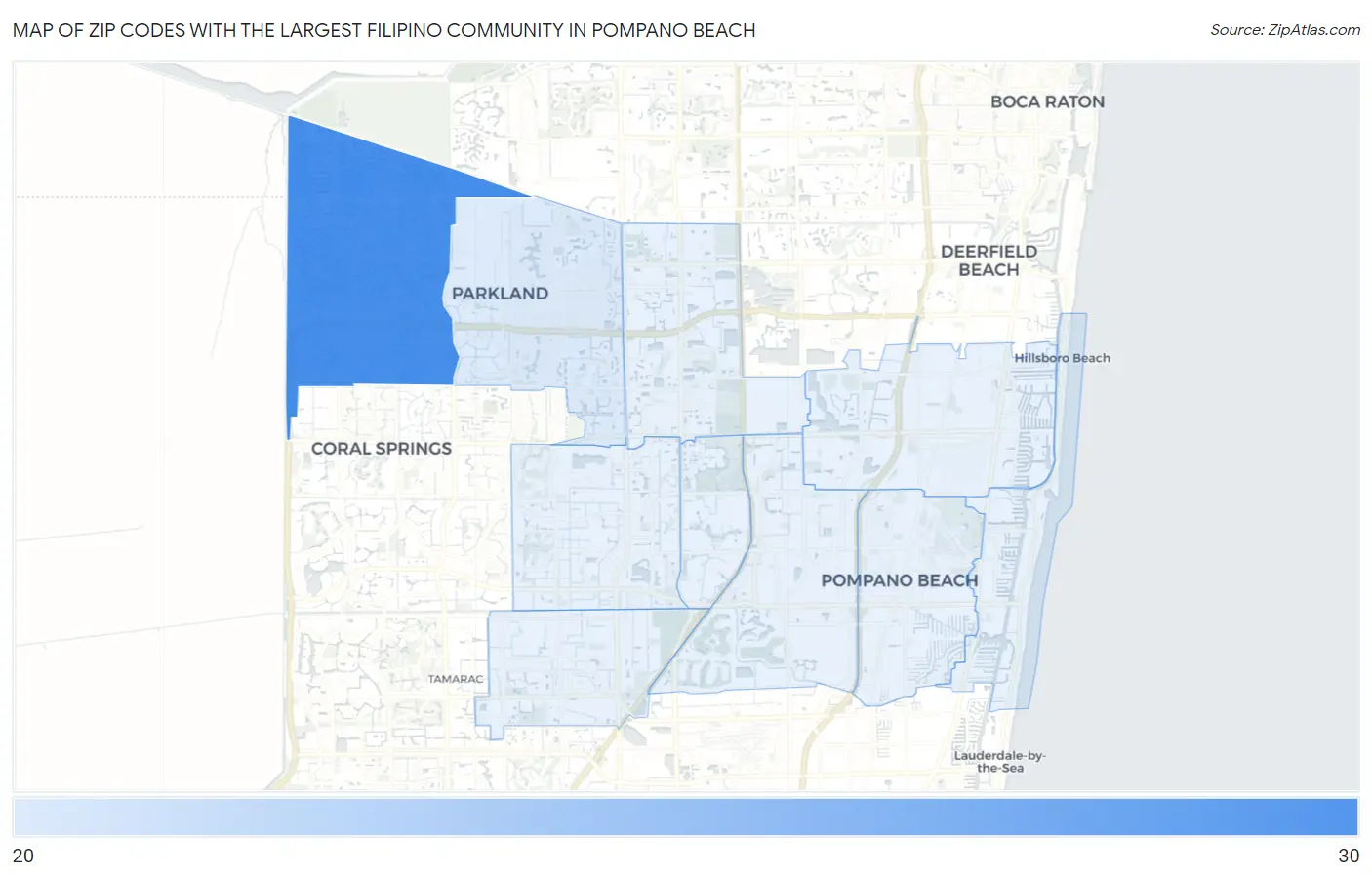 Zip Codes with the Largest Filipino Community in Pompano Beach Map