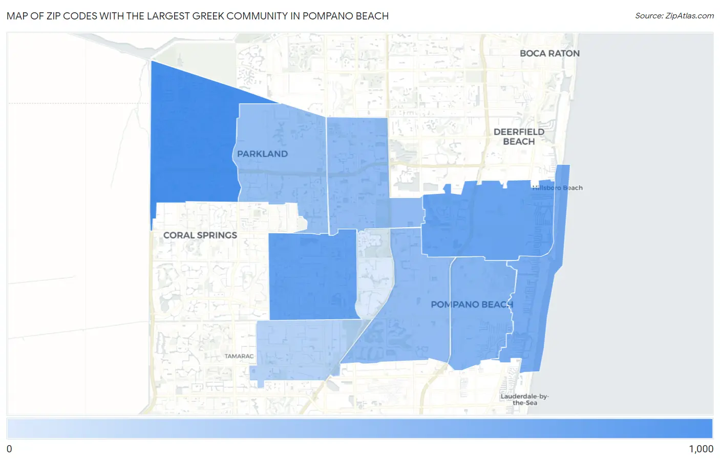 Zip Codes with the Largest Greek Community in Pompano Beach Map
