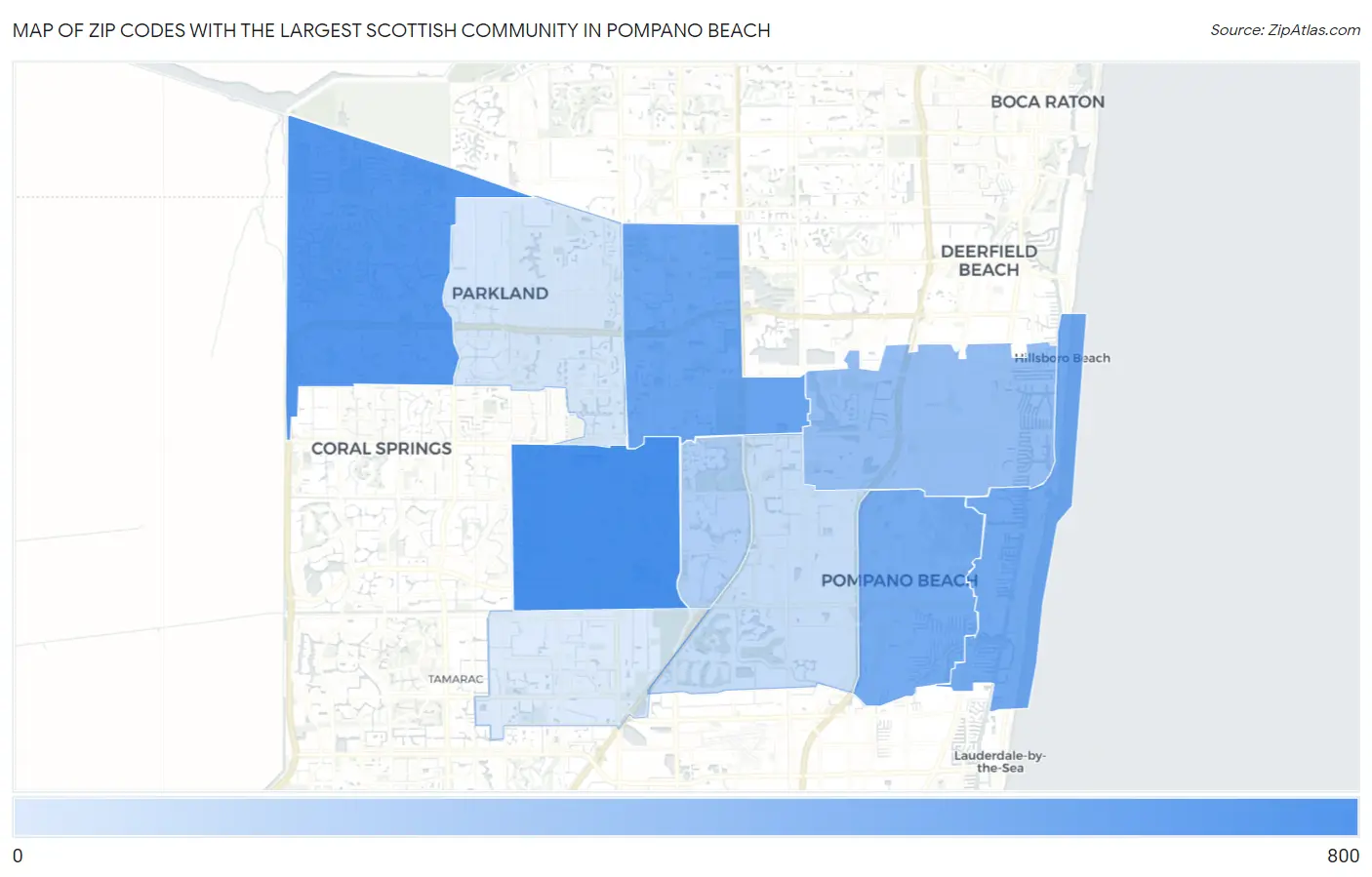 Zip Codes with the Largest Scottish Community in Pompano Beach Map