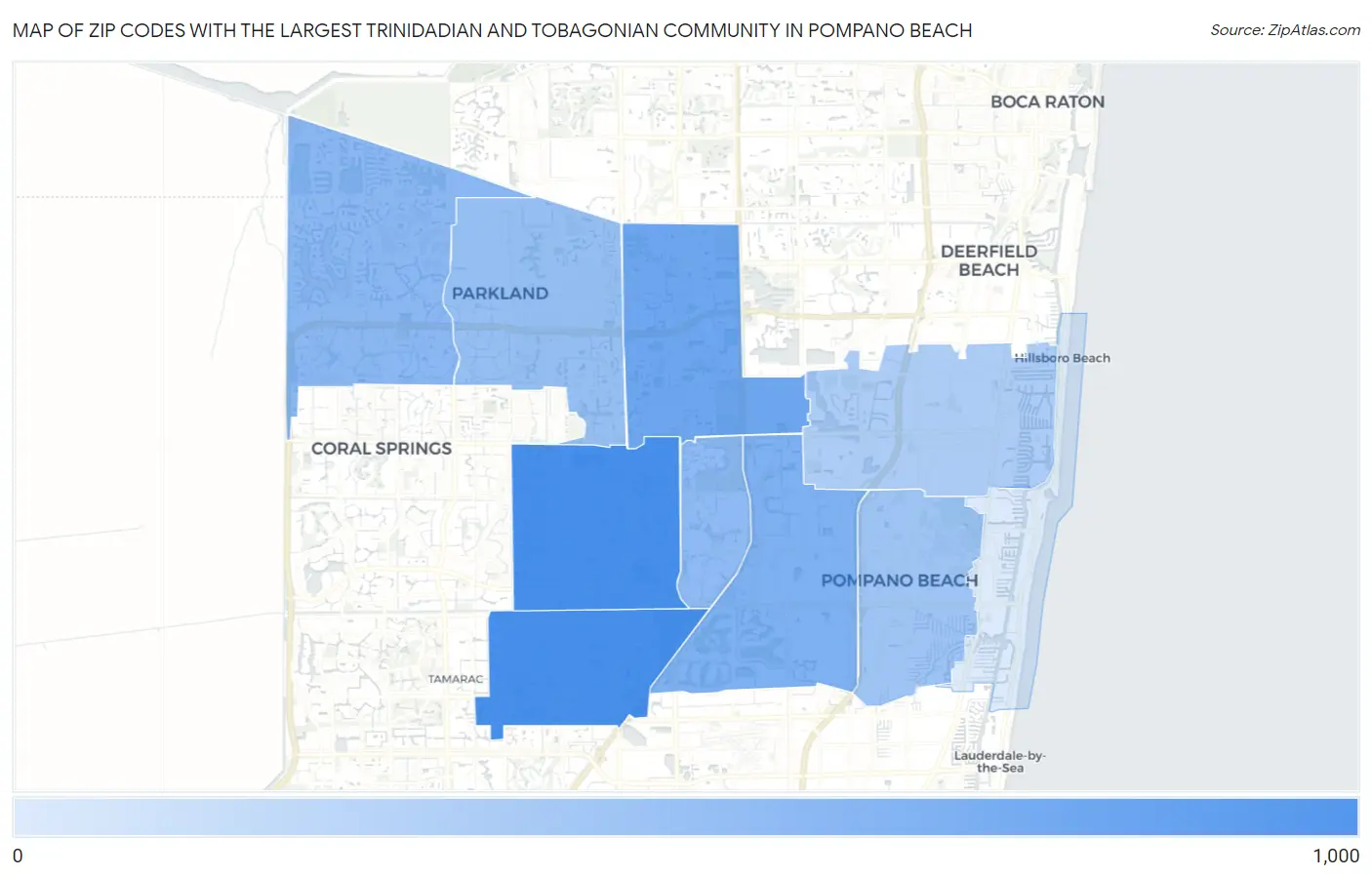 Zip Codes with the Largest Trinidadian and Tobagonian Community in Pompano Beach Map
