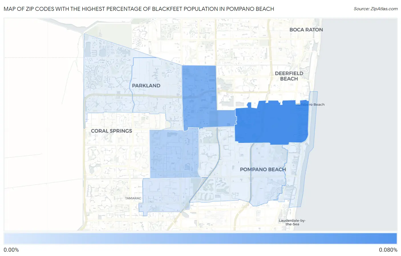 Zip Codes with the Highest Percentage of Blackfeet Population in Pompano Beach Map