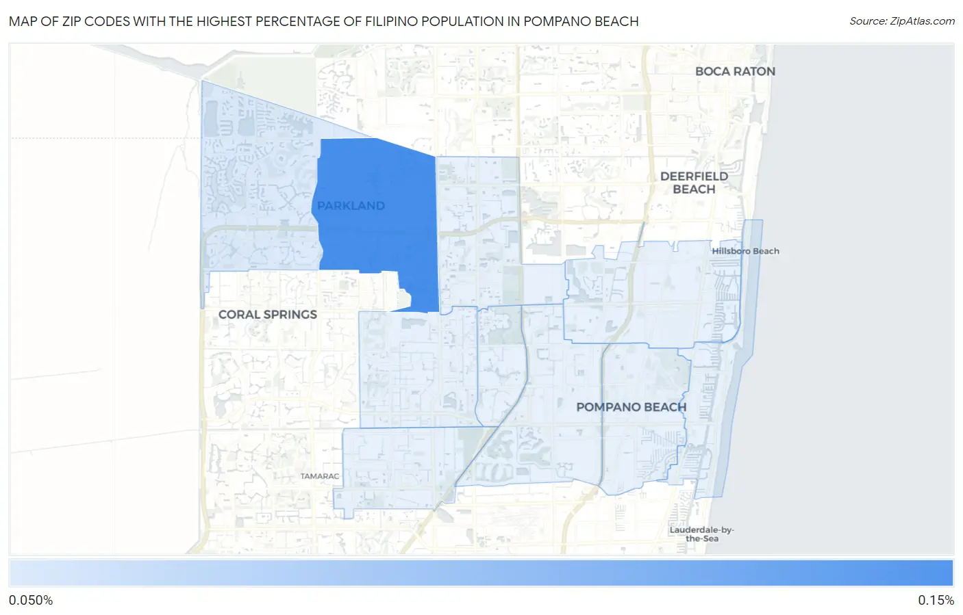 Zip Codes with the Highest Percentage of Filipino Population in Pompano Beach Map