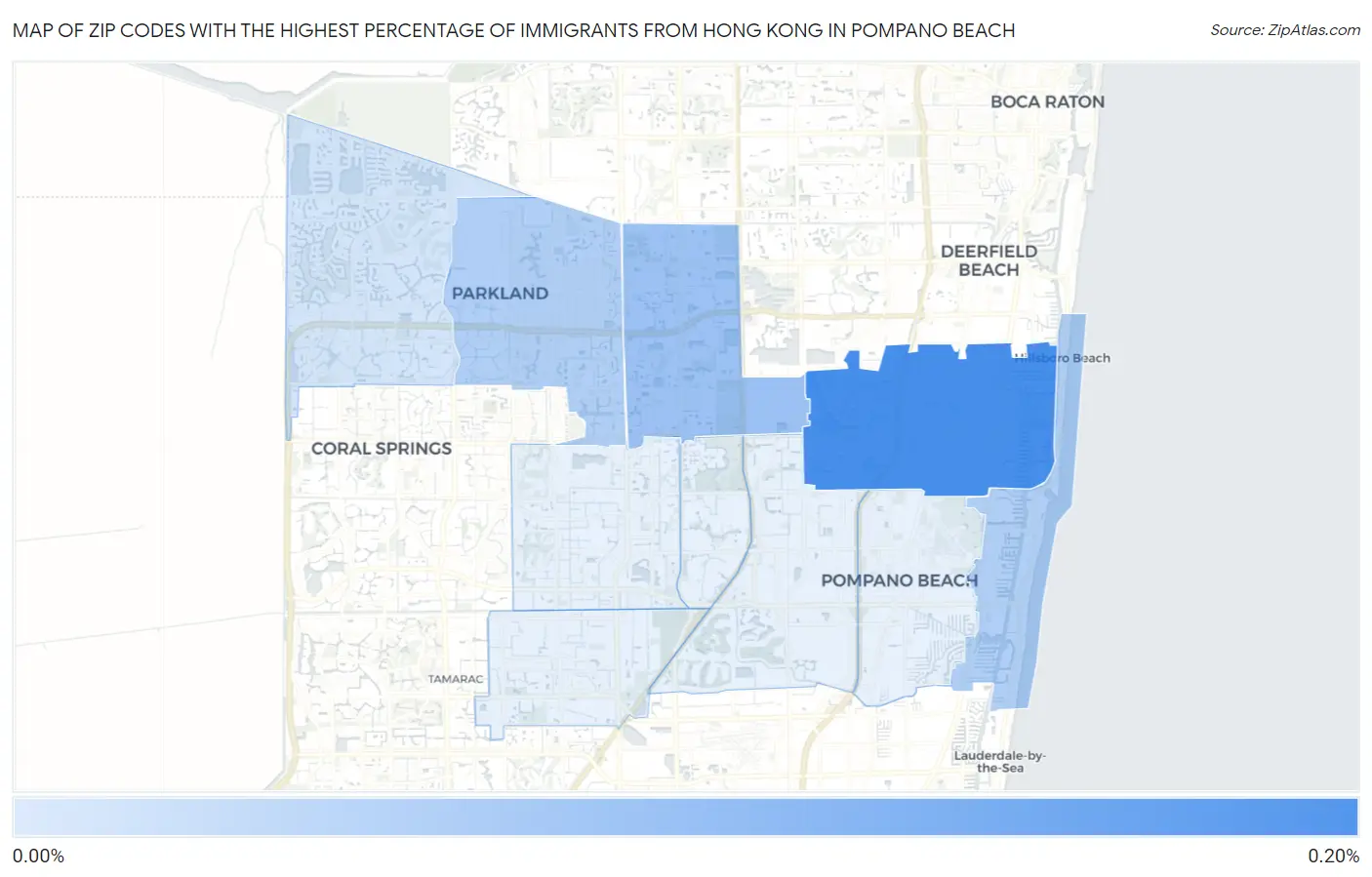 Zip Codes with the Highest Percentage of Immigrants from Hong Kong in Pompano Beach Map