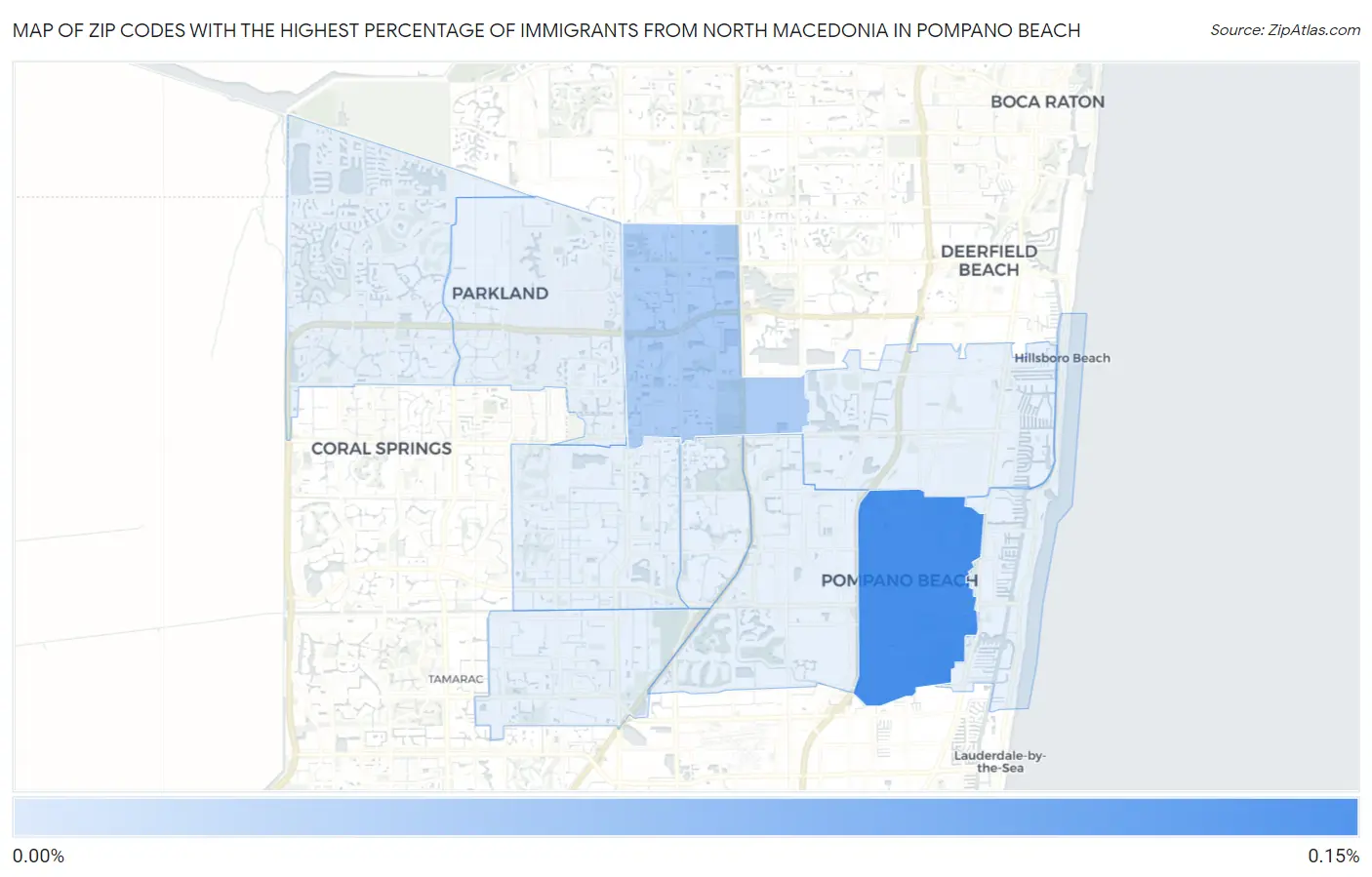 Zip Codes with the Highest Percentage of Immigrants from North Macedonia in Pompano Beach Map