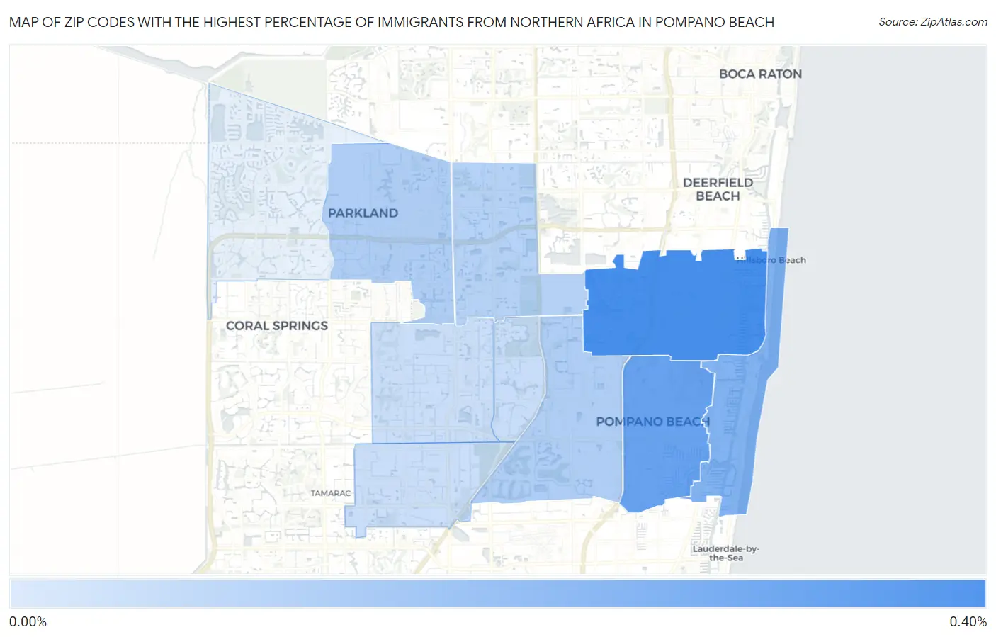 Zip Codes with the Highest Percentage of Immigrants from Northern Africa in Pompano Beach Map