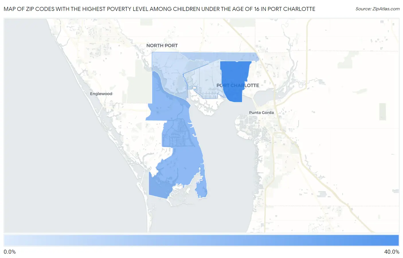 Zip Codes with the Highest Poverty Level Among Children Under the Age of 16 in Port Charlotte Map