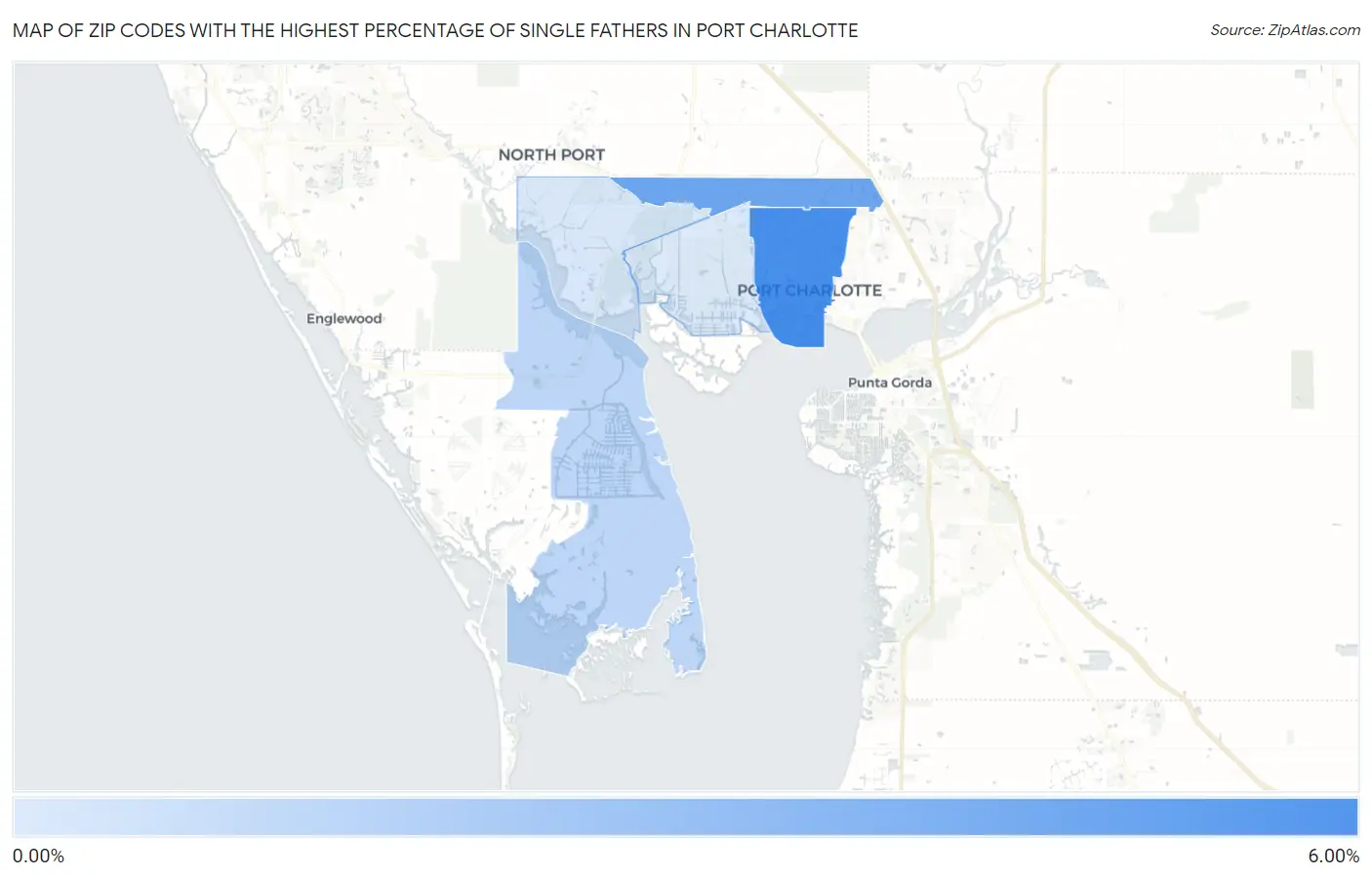 Zip Codes with the Highest Percentage of Single Fathers in Port Charlotte Map