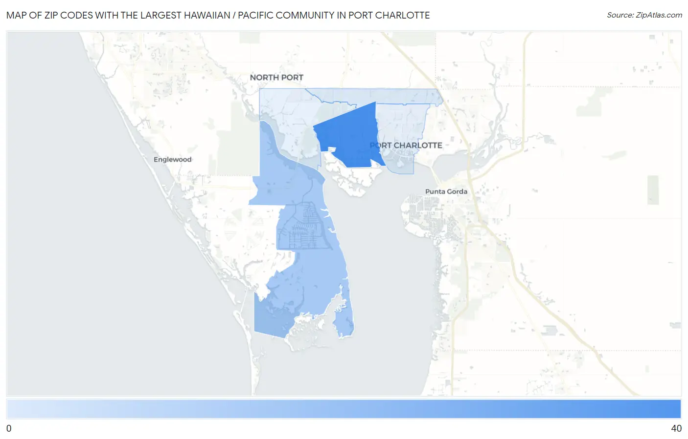 Zip Codes with the Largest Hawaiian / Pacific Community in Port Charlotte Map