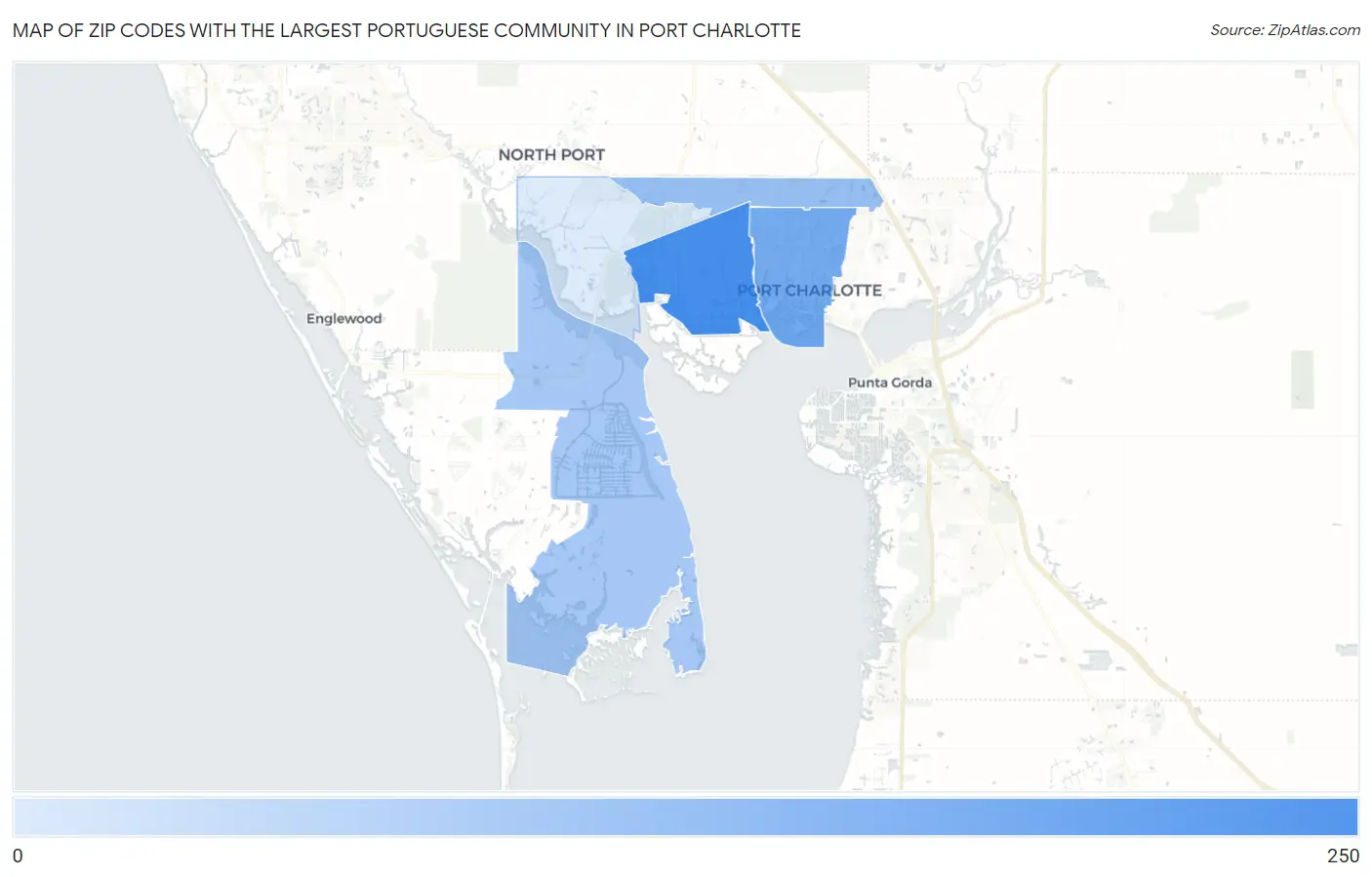 Zip Codes with the Largest Portuguese Community in Port Charlotte Map