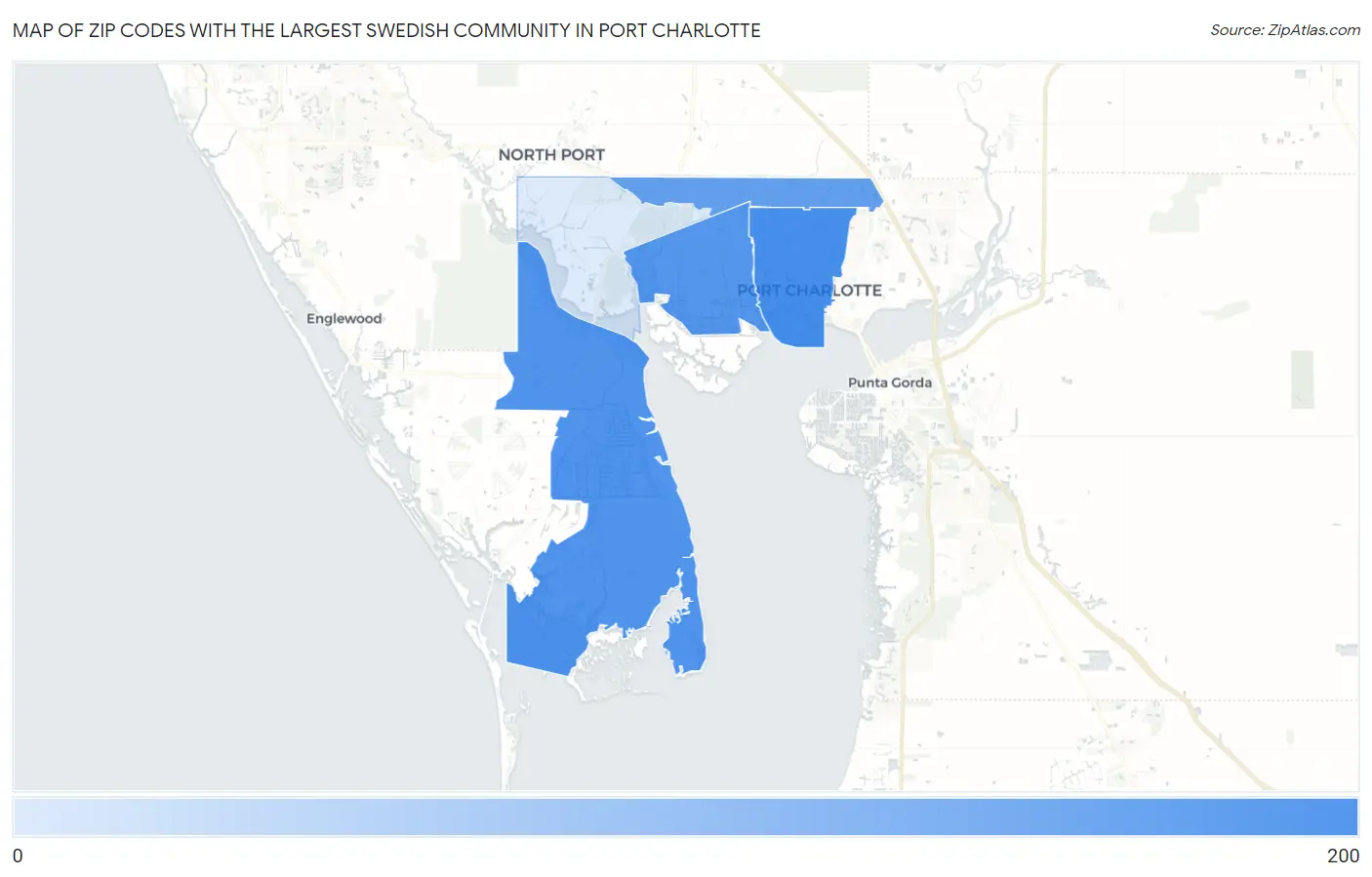 Zip Codes with the Largest Swedish Community in Port Charlotte Map