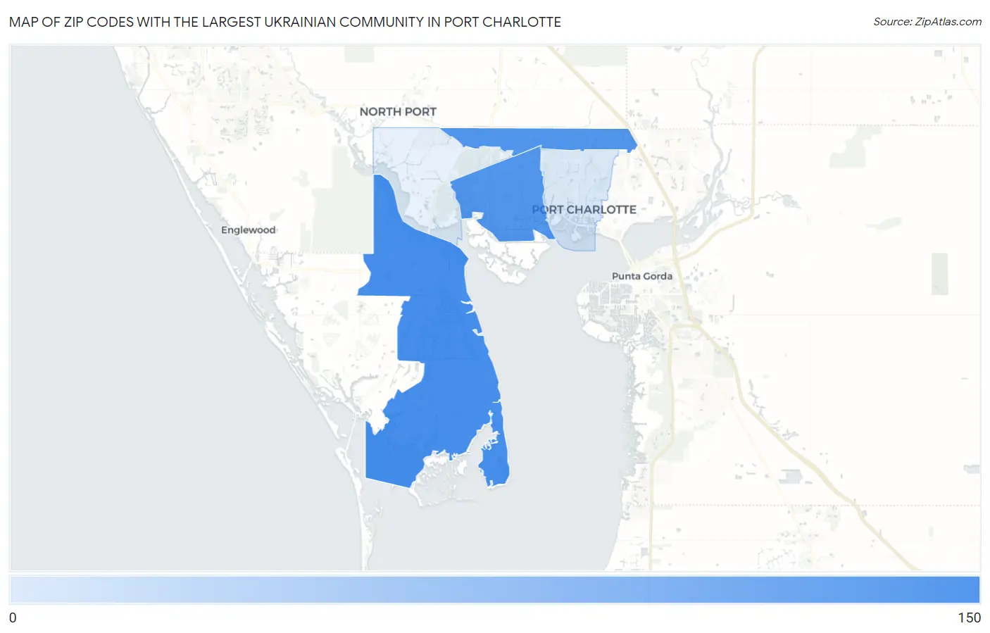Zip Codes with the Largest Ukrainian Community in Port Charlotte Map