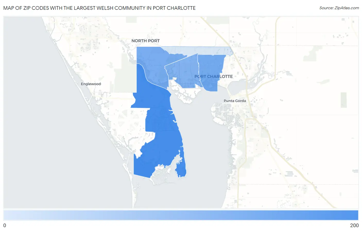 Zip Codes with the Largest Welsh Community in Port Charlotte Map