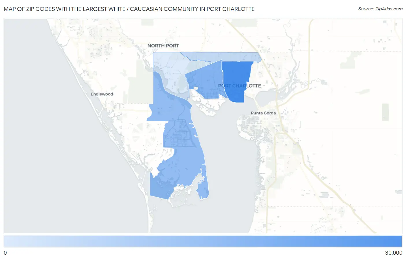Zip Codes with the Largest White / Caucasian Community in Port Charlotte Map