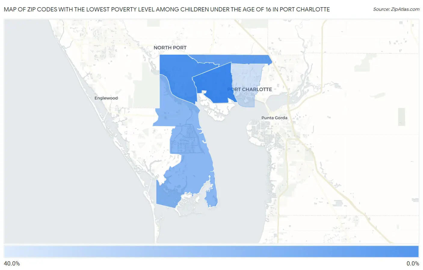 Zip Codes with the Lowest Poverty Level Among Children Under the Age of 16 in Port Charlotte Map