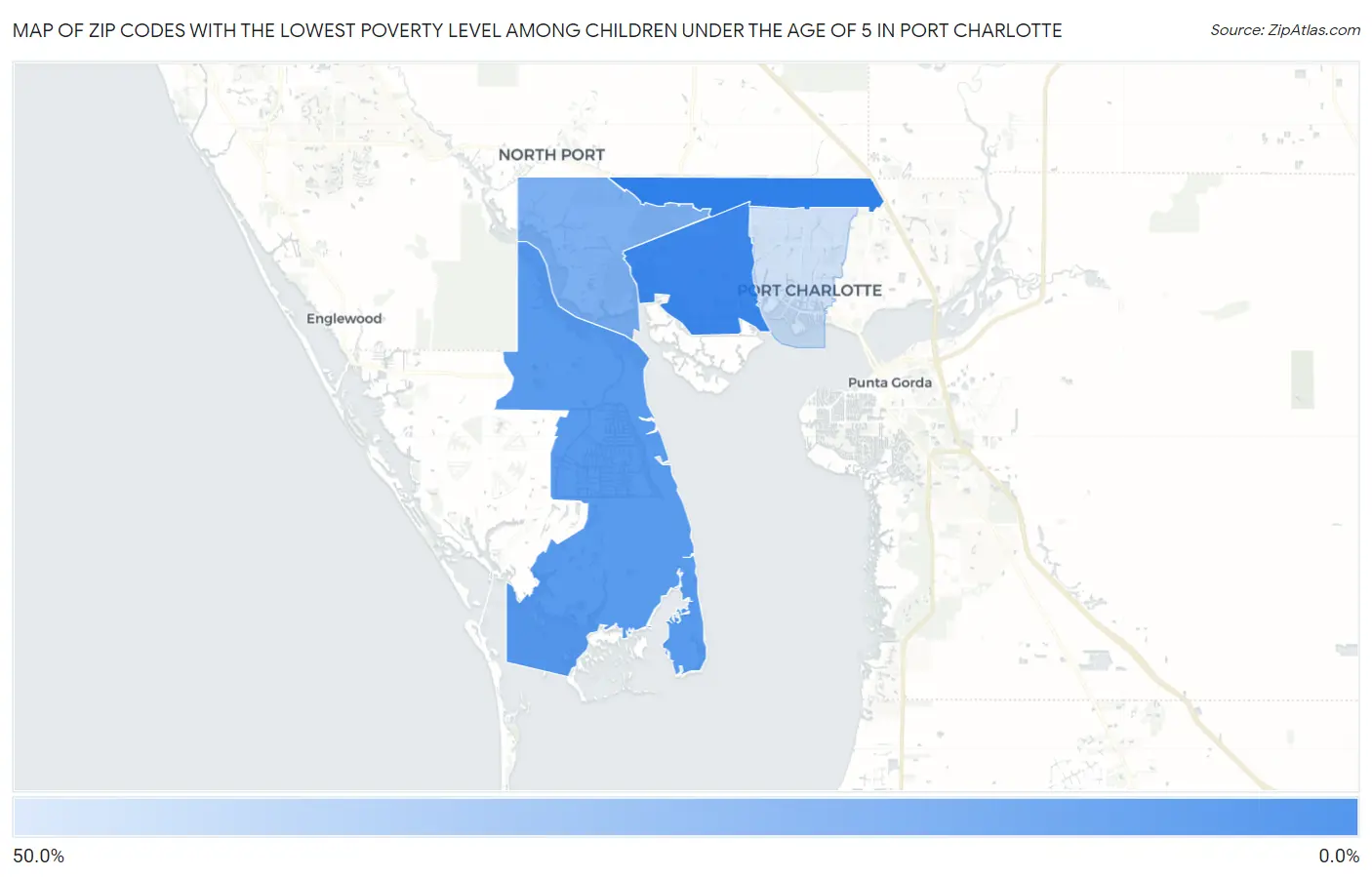 Zip Codes with the Lowest Poverty Level Among Children Under the Age of 5 in Port Charlotte Map