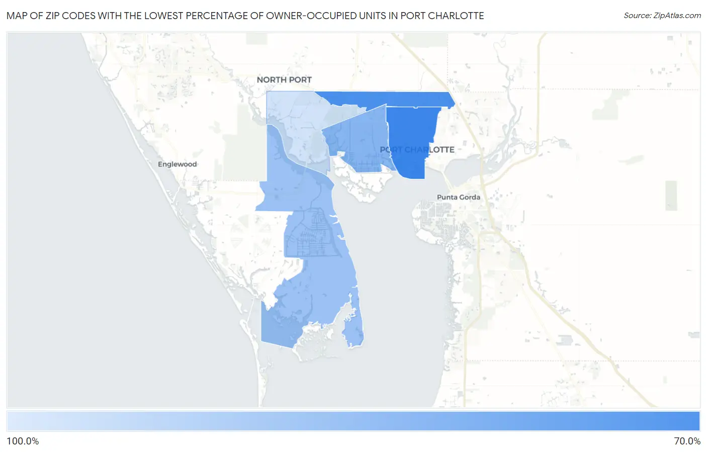 Zip Codes with the Lowest Percentage of Owner-Occupied Units in Port Charlotte Map