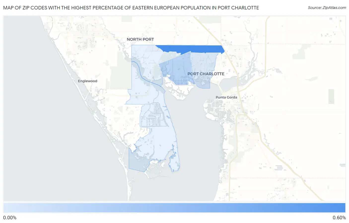 Zip Codes with the Highest Percentage of Eastern European Population in Port Charlotte Map