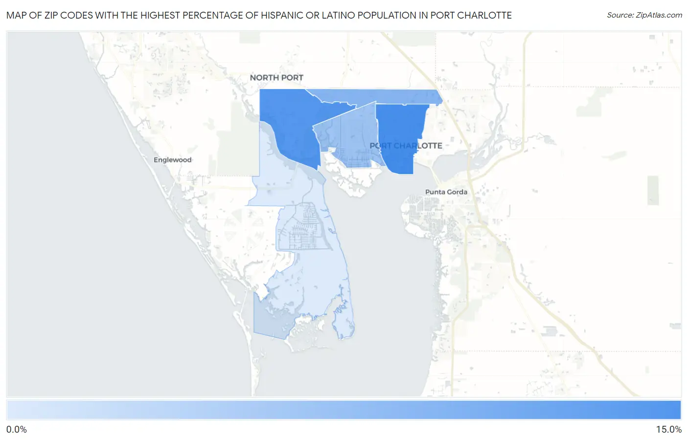 Zip Codes with the Highest Percentage of Hispanic or Latino Population in Port Charlotte Map