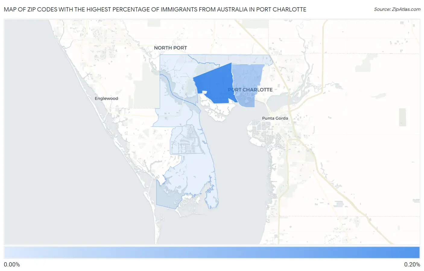 Zip Codes with the Highest Percentage of Immigrants from Australia in Port Charlotte Map