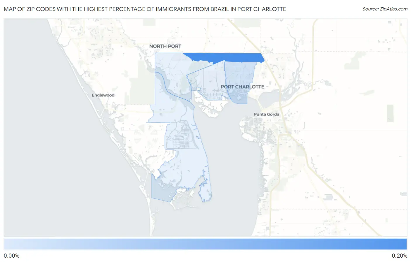 Zip Codes with the Highest Percentage of Immigrants from Brazil in Port Charlotte Map