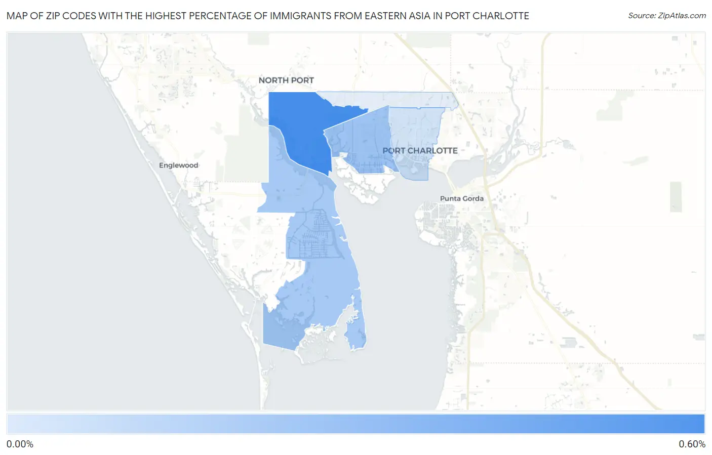 Zip Codes with the Highest Percentage of Immigrants from Eastern Asia in Port Charlotte Map