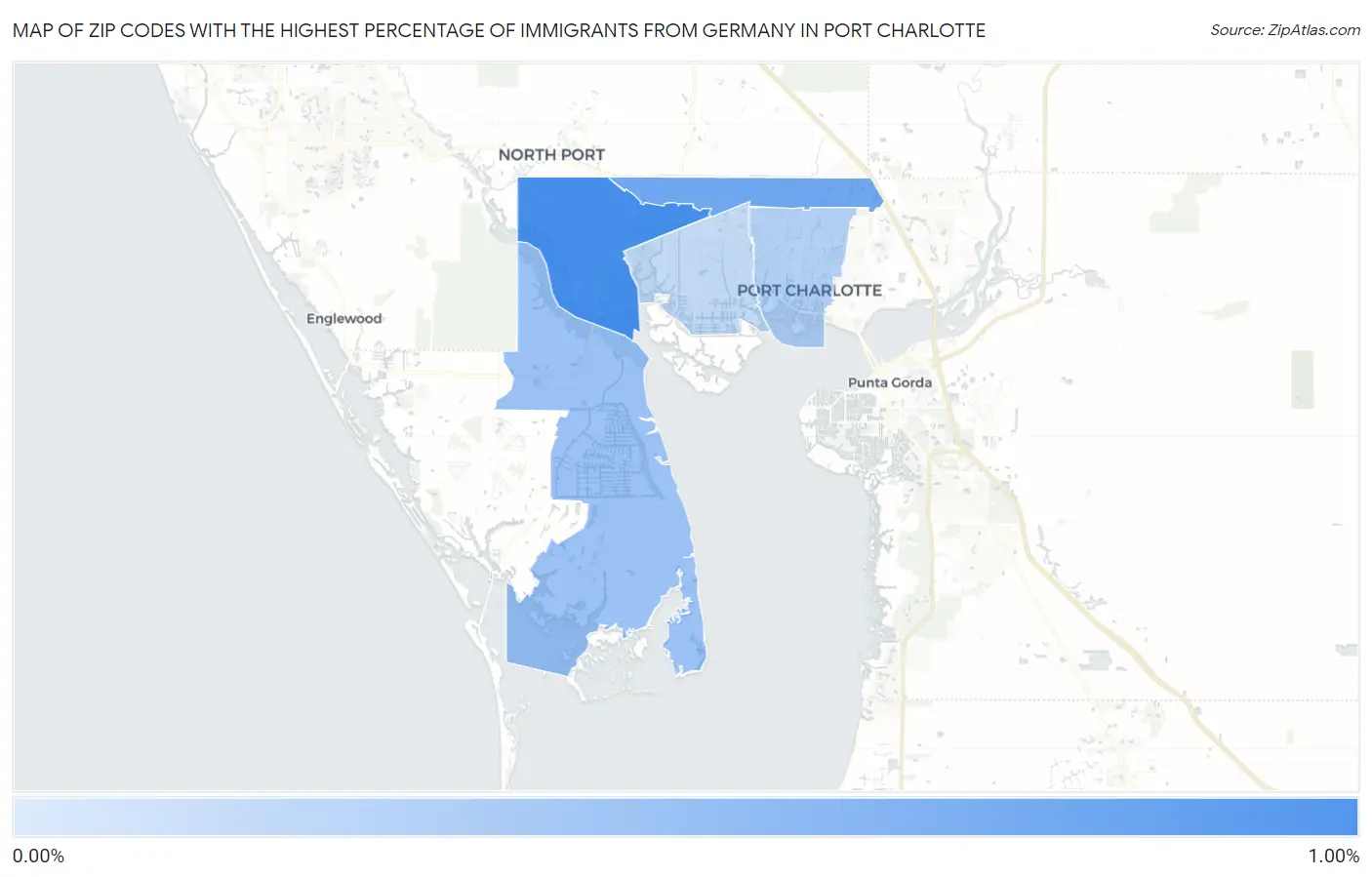 Zip Codes with the Highest Percentage of Immigrants from Germany in Port Charlotte Map