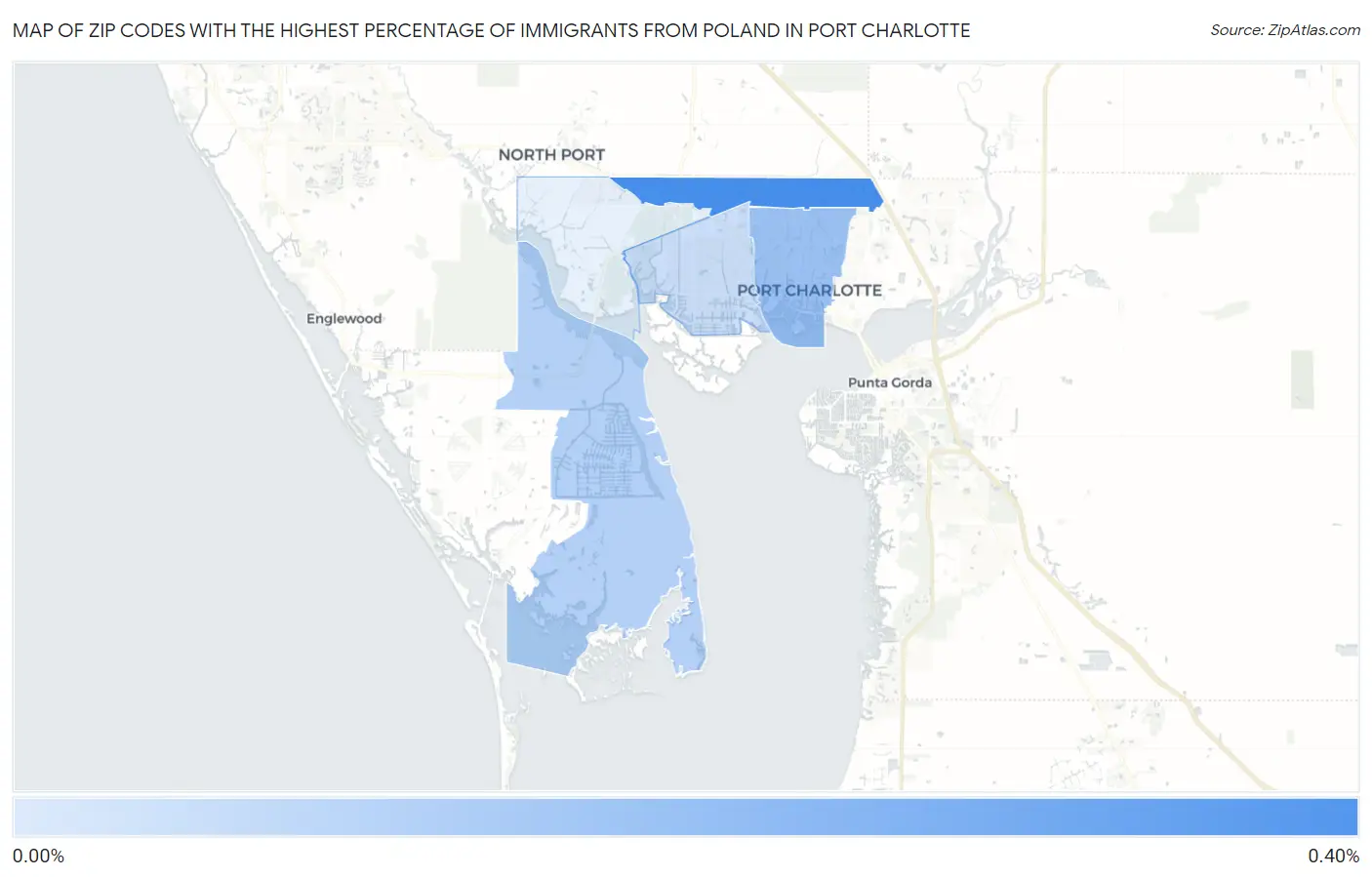 Zip Codes with the Highest Percentage of Immigrants from Poland in Port Charlotte Map