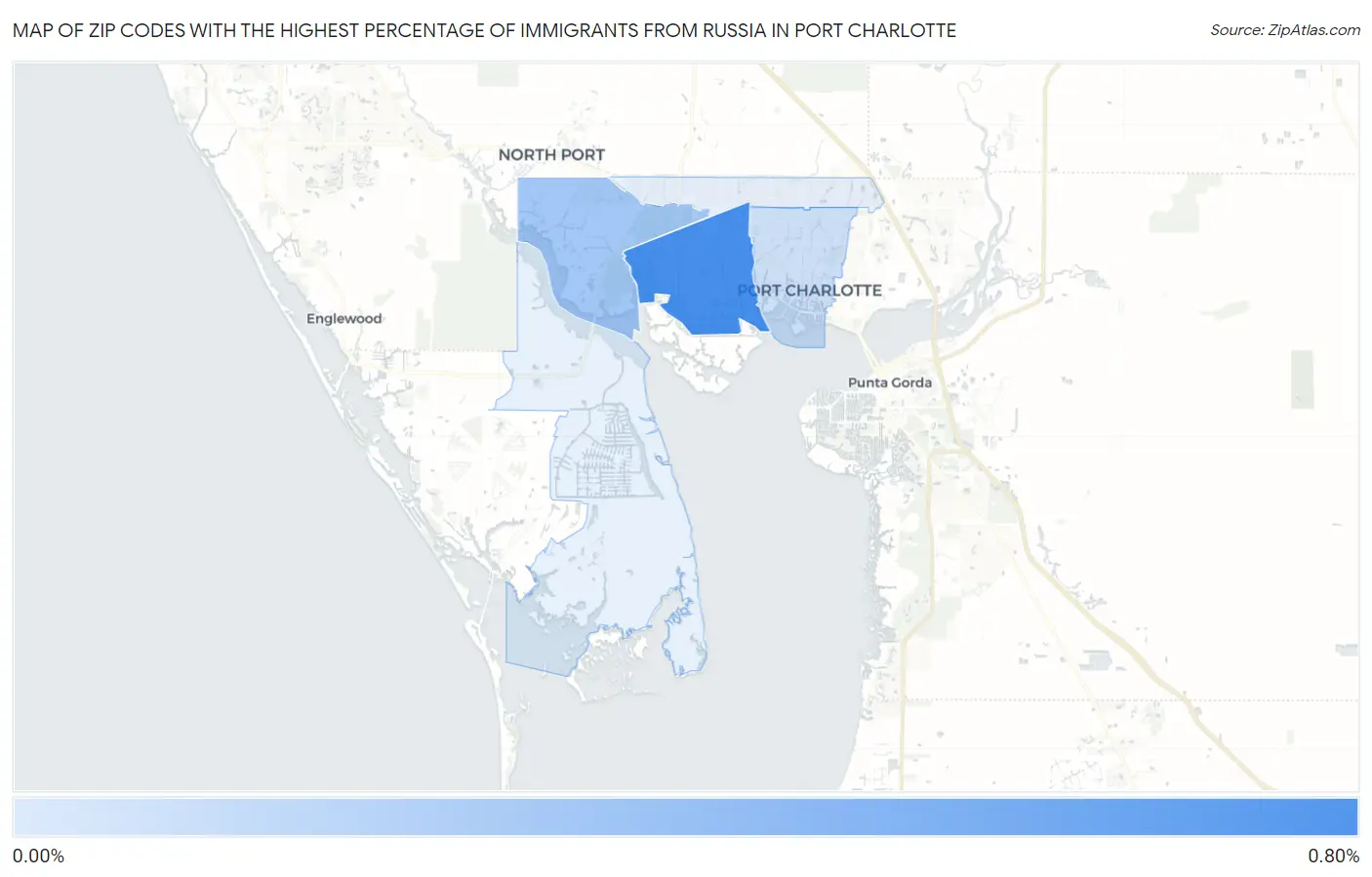 Zip Codes with the Highest Percentage of Immigrants from Russia in Port Charlotte Map