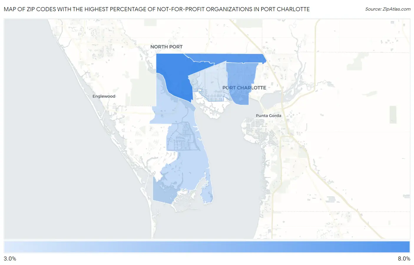 Zip Codes with the Highest Percentage of Not-for-profit Organizations in Port Charlotte Map