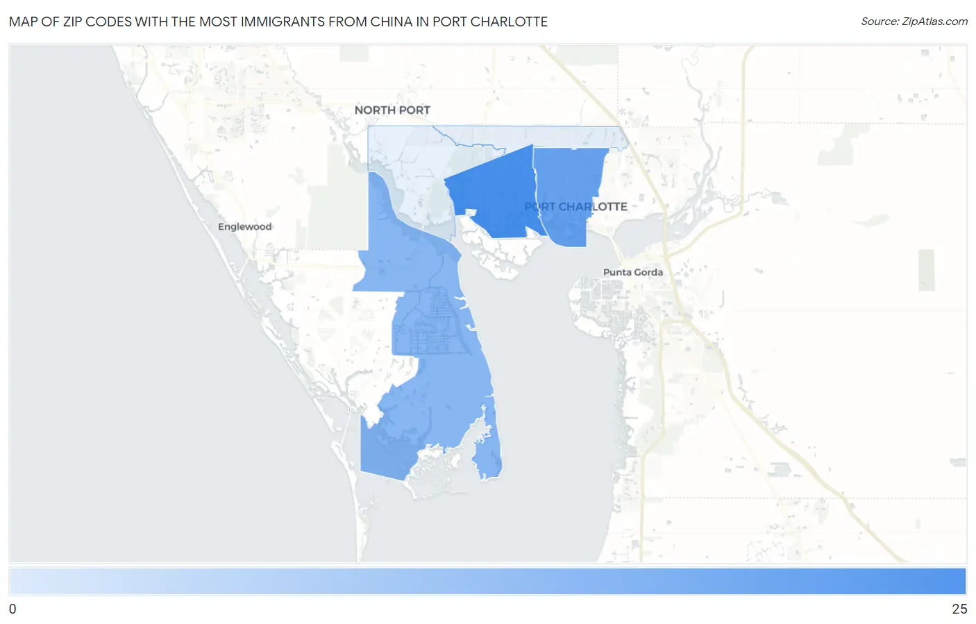 Zip Codes with the Most Immigrants from China in Port Charlotte Map