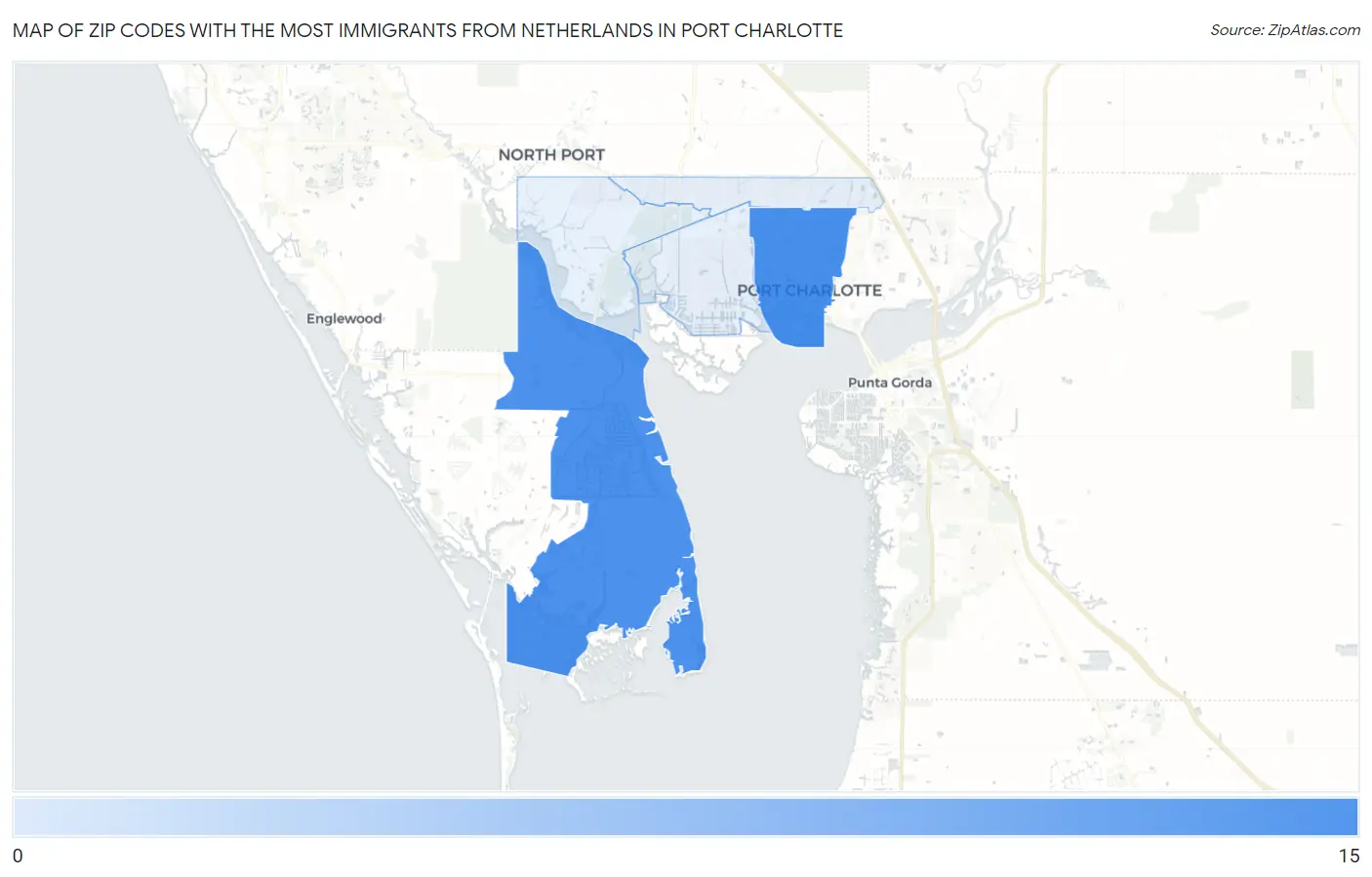 Zip Codes with the Most Immigrants from Netherlands in Port Charlotte Map