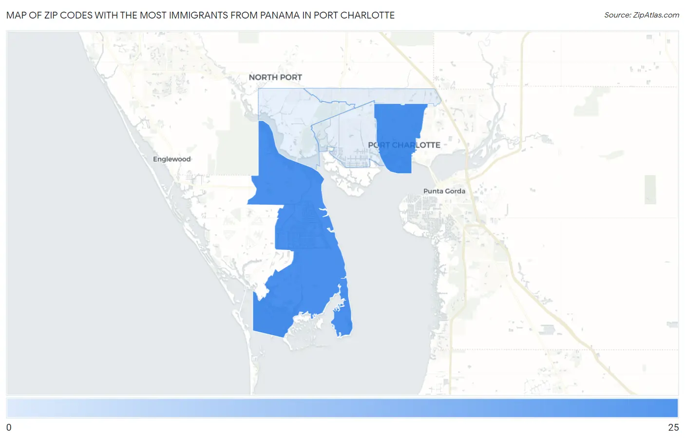 Zip Codes with the Most Immigrants from Panama in Port Charlotte Map