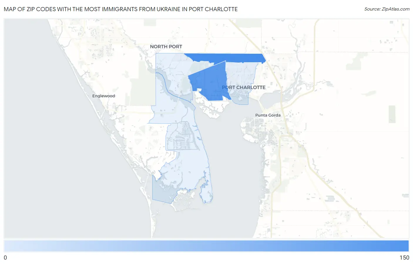 Zip Codes with the Most Immigrants from Ukraine in Port Charlotte Map