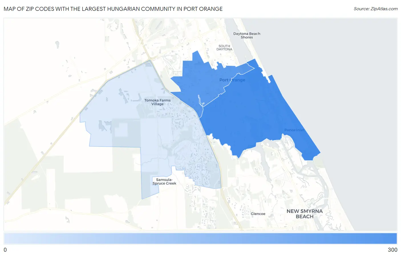 Zip Codes with the Largest Hungarian Community in Port Orange Map