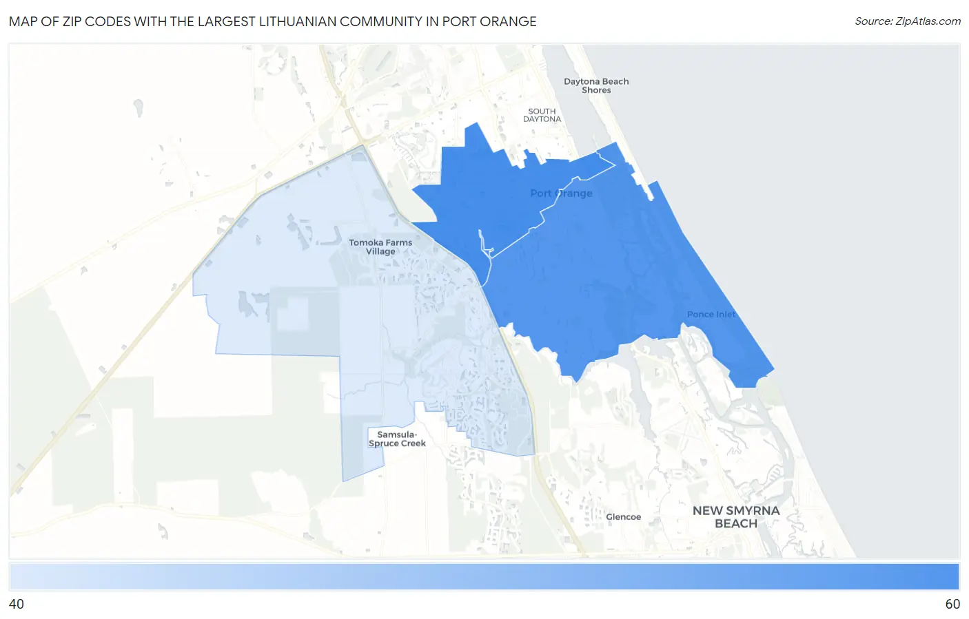 Zip Codes with the Largest Lithuanian Community in Port Orange Map