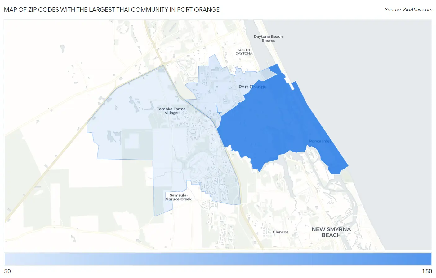 Zip Codes with the Largest Thai Community in Port Orange Map