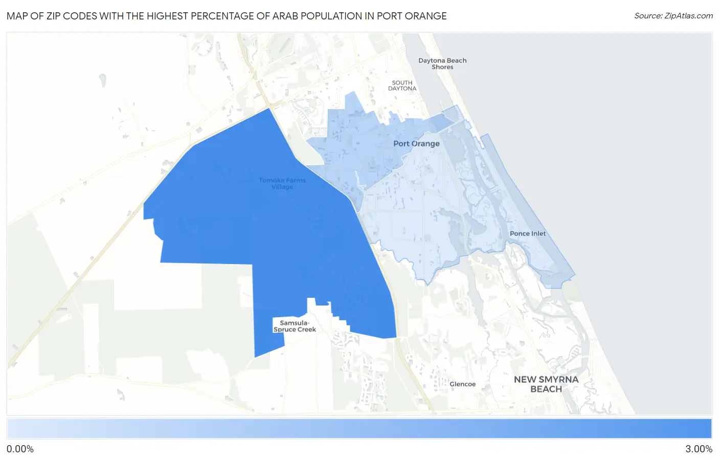 Zip Codes with the Highest Percentage of Arab Population in Port Orange Map