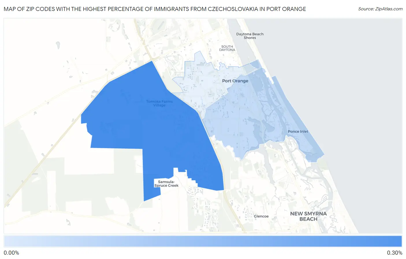 Zip Codes with the Highest Percentage of Immigrants from Czechoslovakia in Port Orange Map