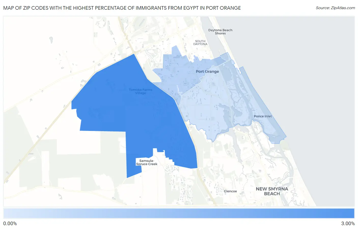 Zip Codes with the Highest Percentage of Immigrants from Egypt in Port Orange Map