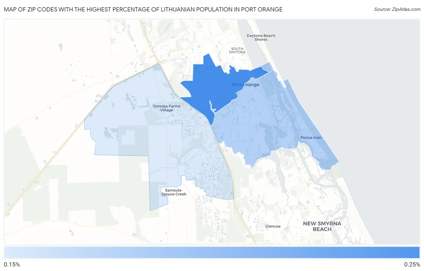 Zip Codes with the Highest Percentage of Lithuanian Population in Port Orange Map