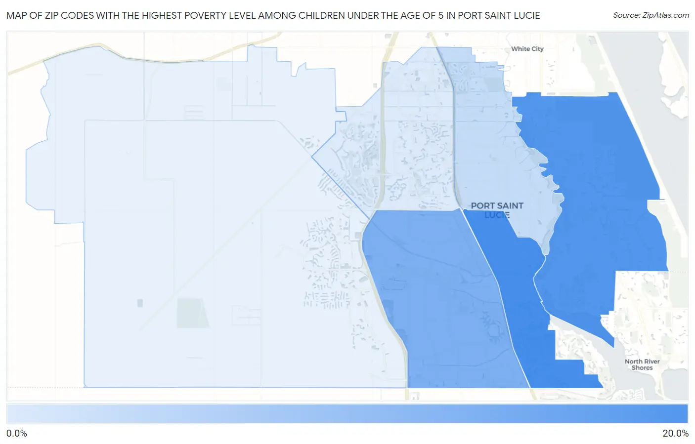 Zip Codes with the Highest Poverty Level Among Children Under the Age of 5 in Port Saint Lucie Map
