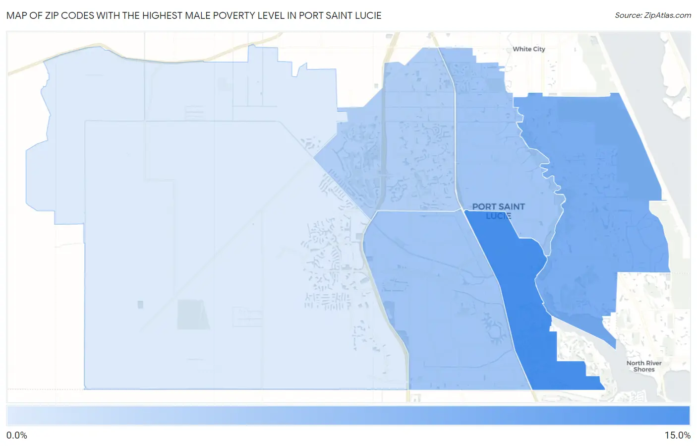 Zip Codes with the Highest Male Poverty Level in Port Saint Lucie Map