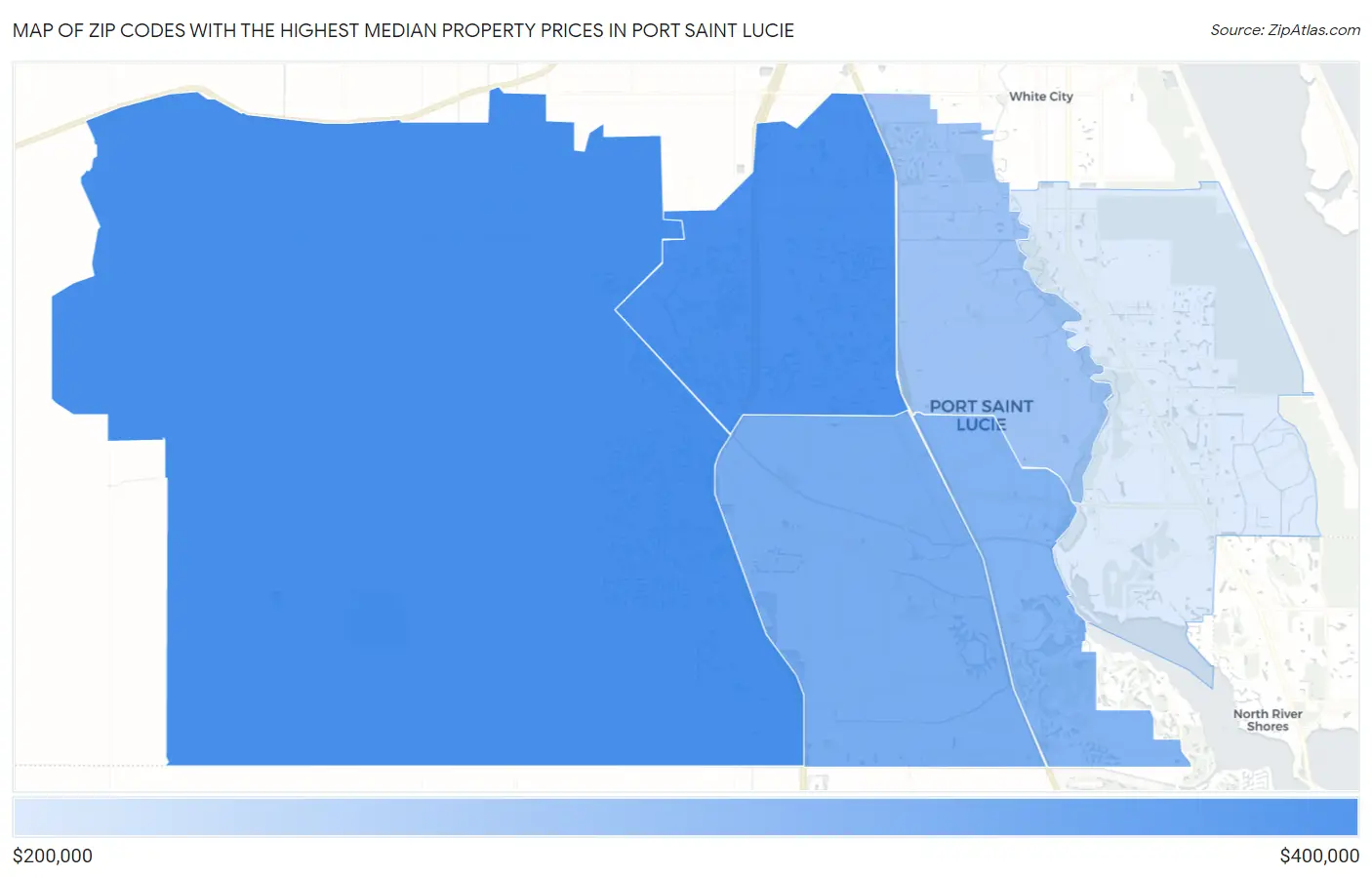 Zip Codes with the Highest Median Property Prices in Port Saint Lucie Map