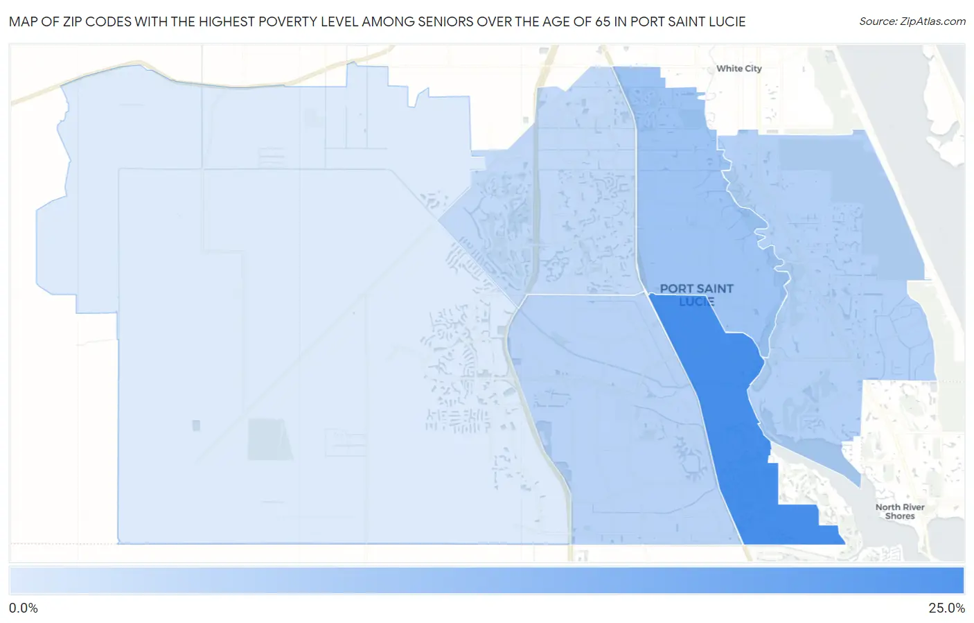 Zip Codes with the Highest Poverty Level Among Seniors Over the Age of 65 in Port Saint Lucie Map
