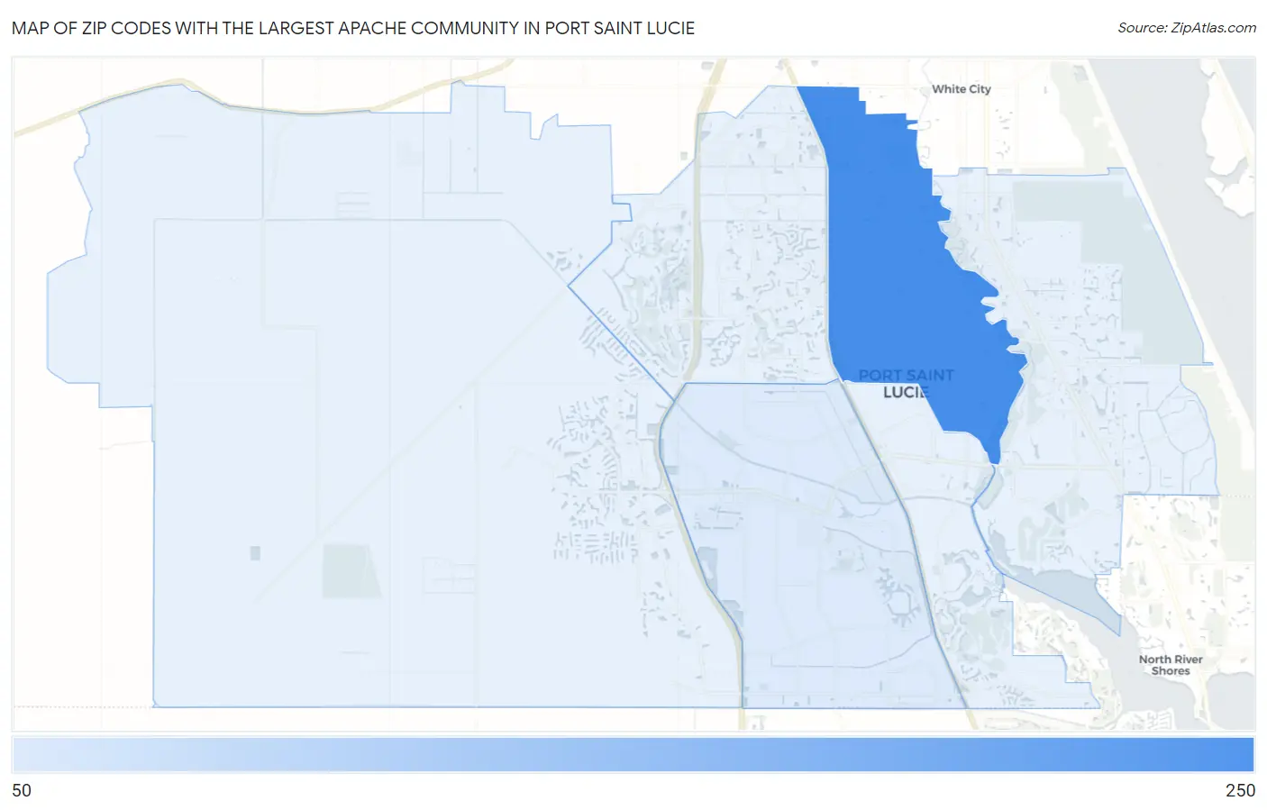 Zip Codes with the Largest Apache Community in Port Saint Lucie Map