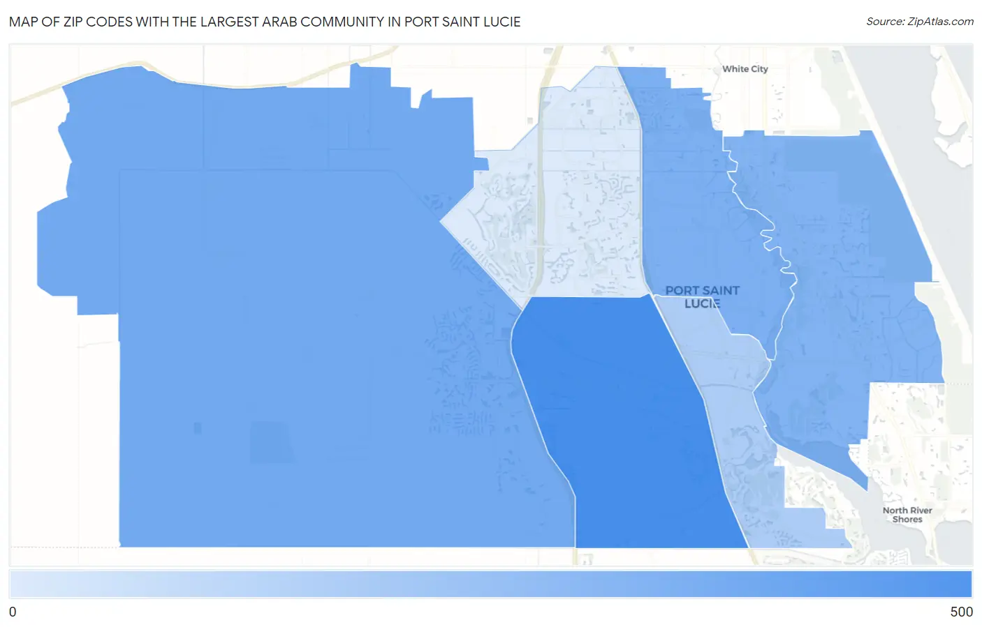 Zip Codes with the Largest Arab Community in Port Saint Lucie Map