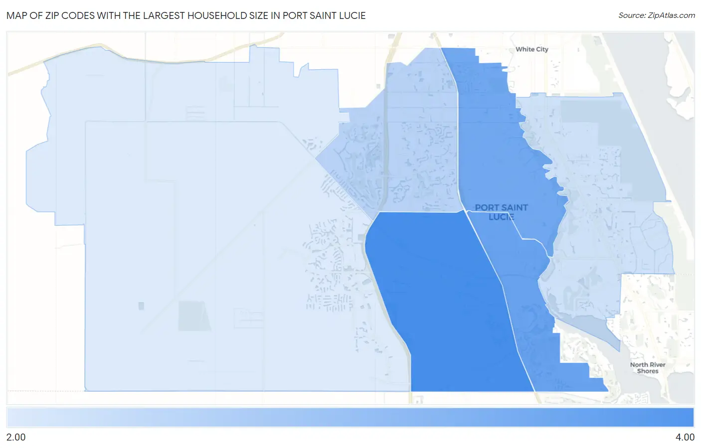 Zip Codes with the Largest Household Size in Port Saint Lucie Map