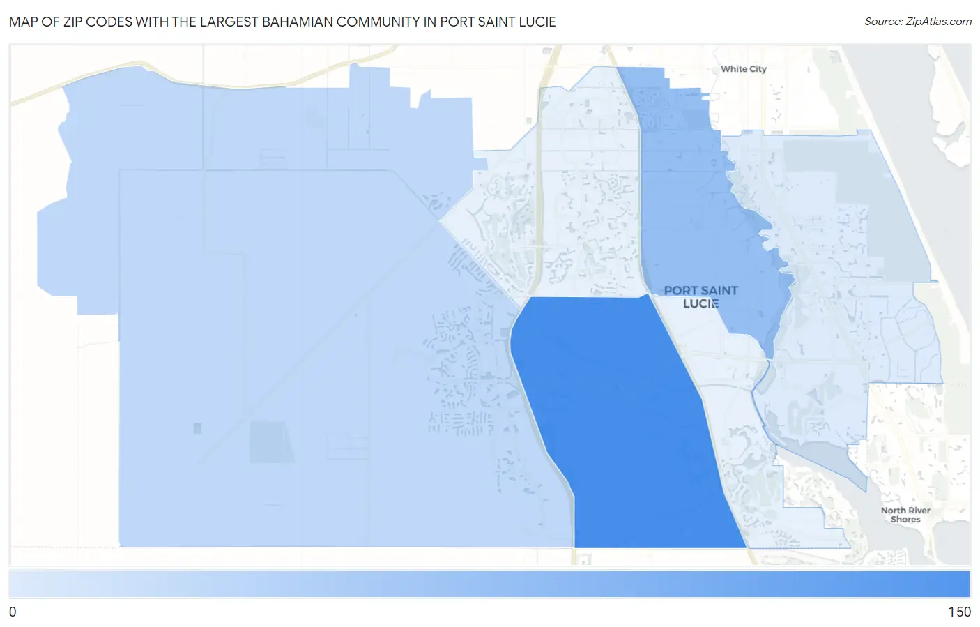 Zip Codes with the Largest Bahamian Community in Port Saint Lucie Map