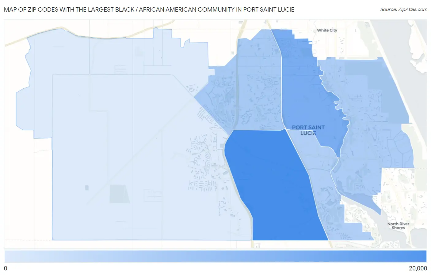 Zip Codes with the Largest Black / African American Community in Port Saint Lucie Map