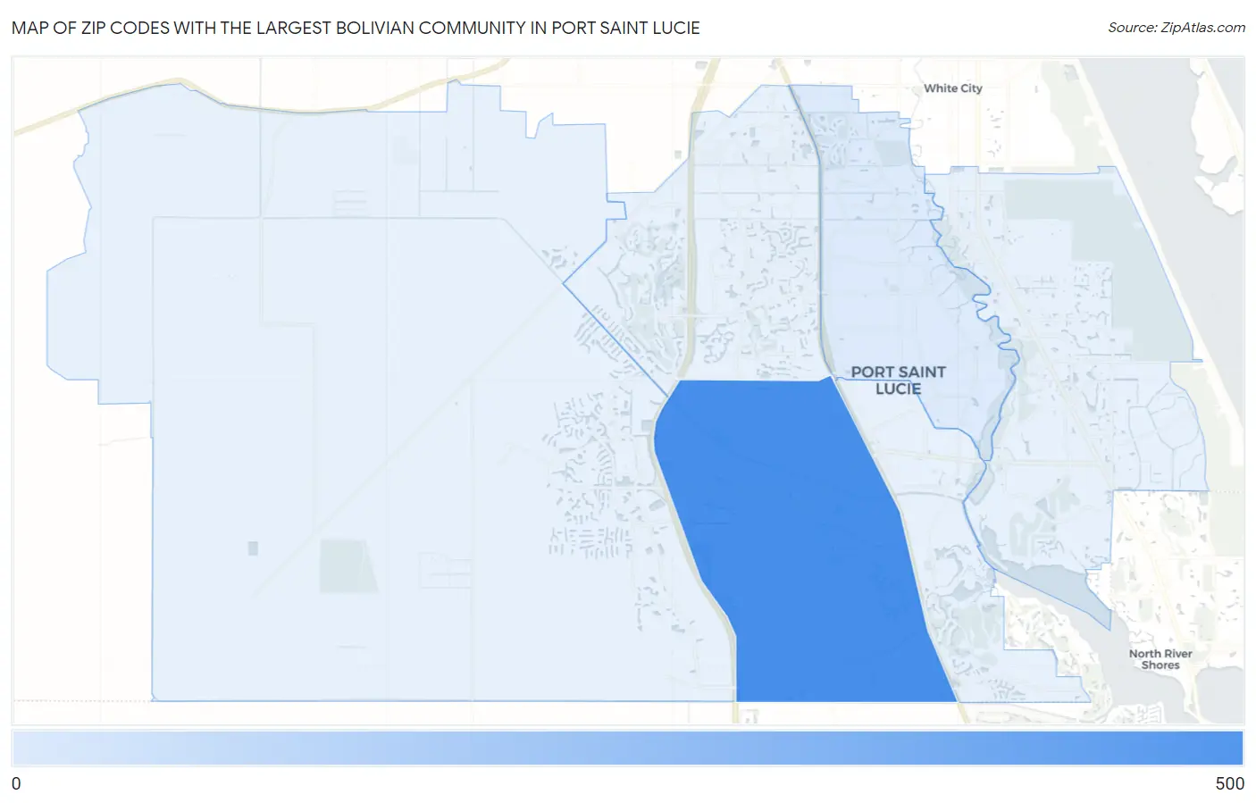 Zip Codes with the Largest Bolivian Community in Port Saint Lucie Map